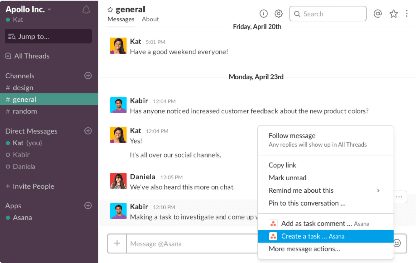 Example of how to use Slack to stay connected